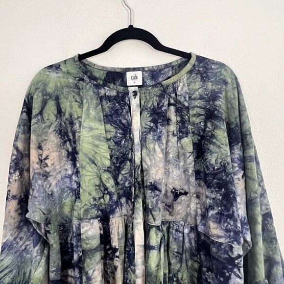 CAbi NWOT Woodstock Linen Blend Tie Dye Oversized Blouse Tunic Top Size Medium M - Picture 4 of 12